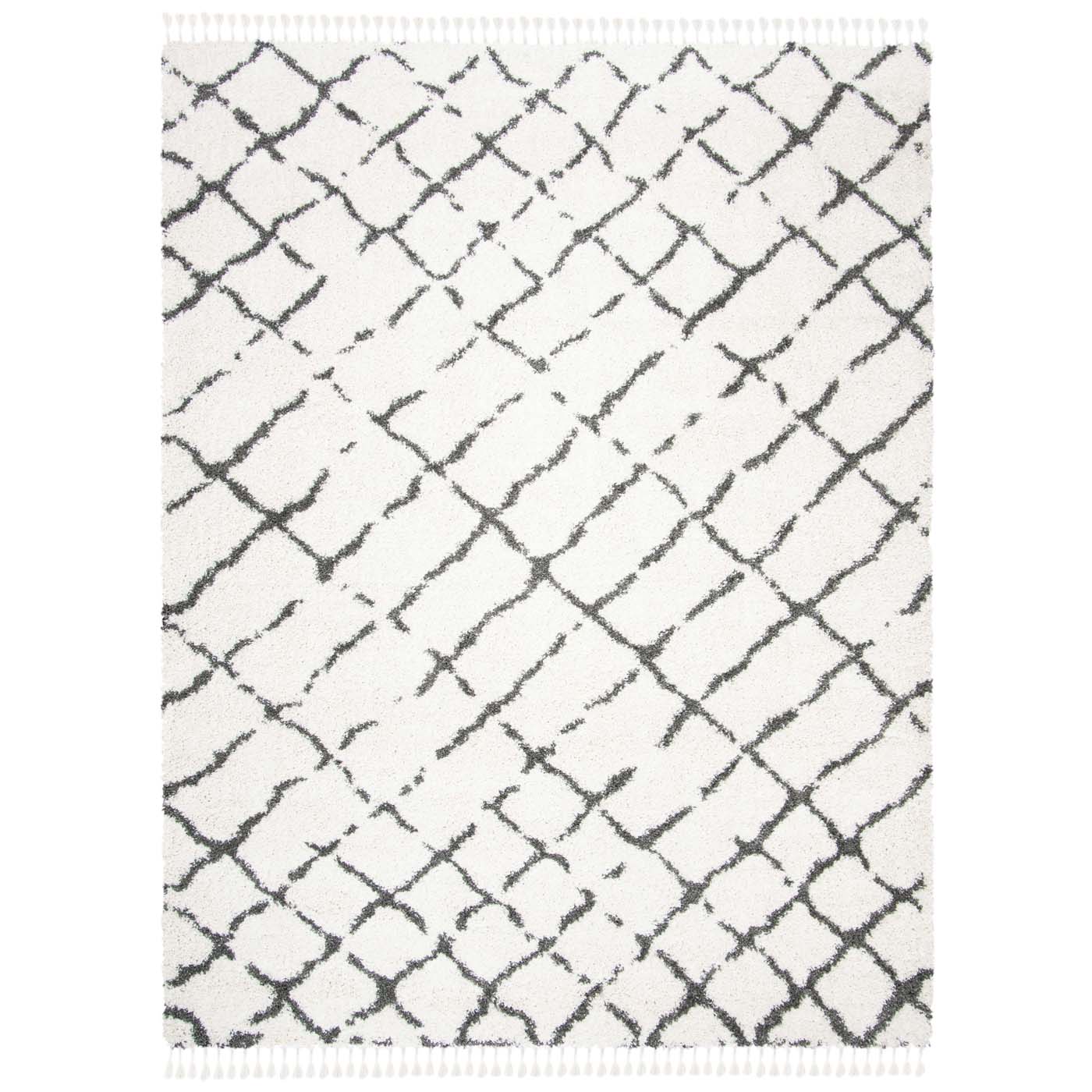 Safavieh Moroccan Fringe Shag 329 Rug, MFG329 - Ivory / Grey