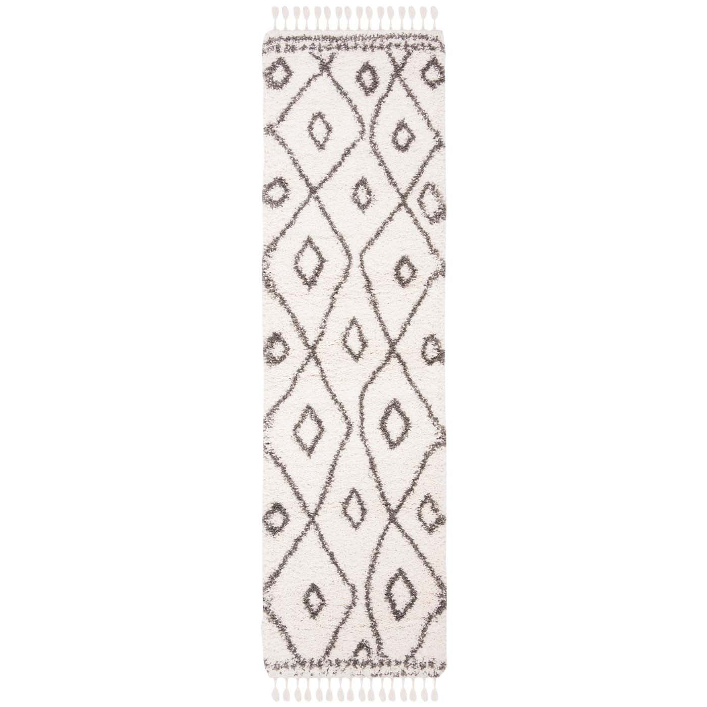 Safavieh Moroccan Fringe Shag 333 Rug, MFG333 - Ivory / Grey