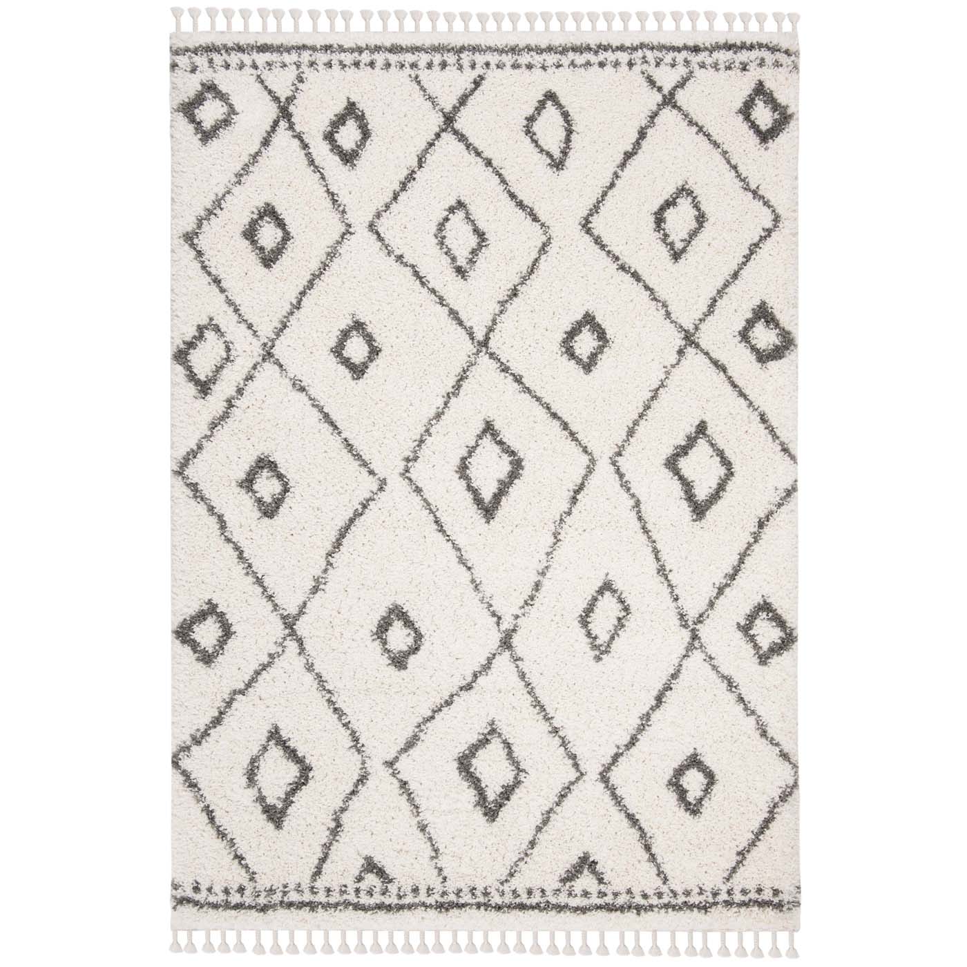 Safavieh Moroccan Fringe Shag 333 Rug, MFG333 - Ivory / Grey