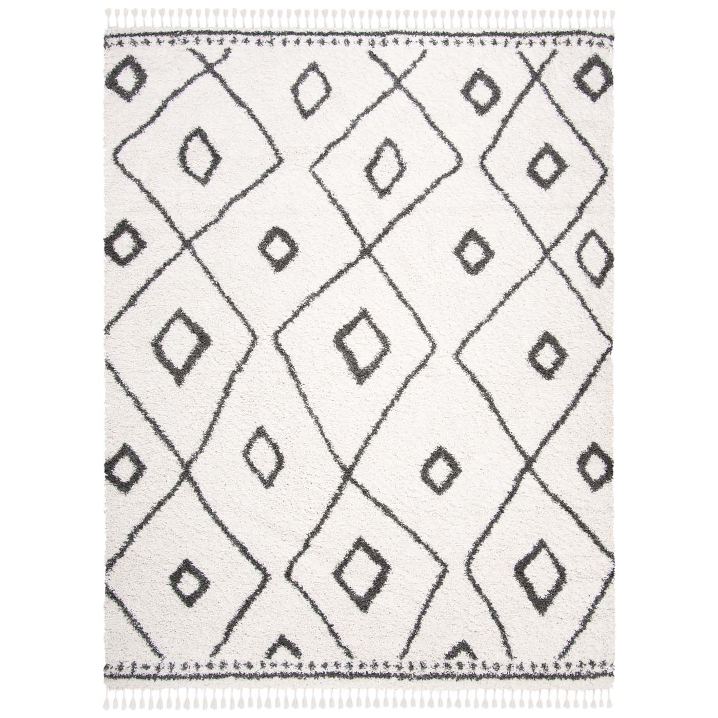 Safavieh Moroccan Fringe Shag 333 Rug, MFG333 - Ivory / Grey