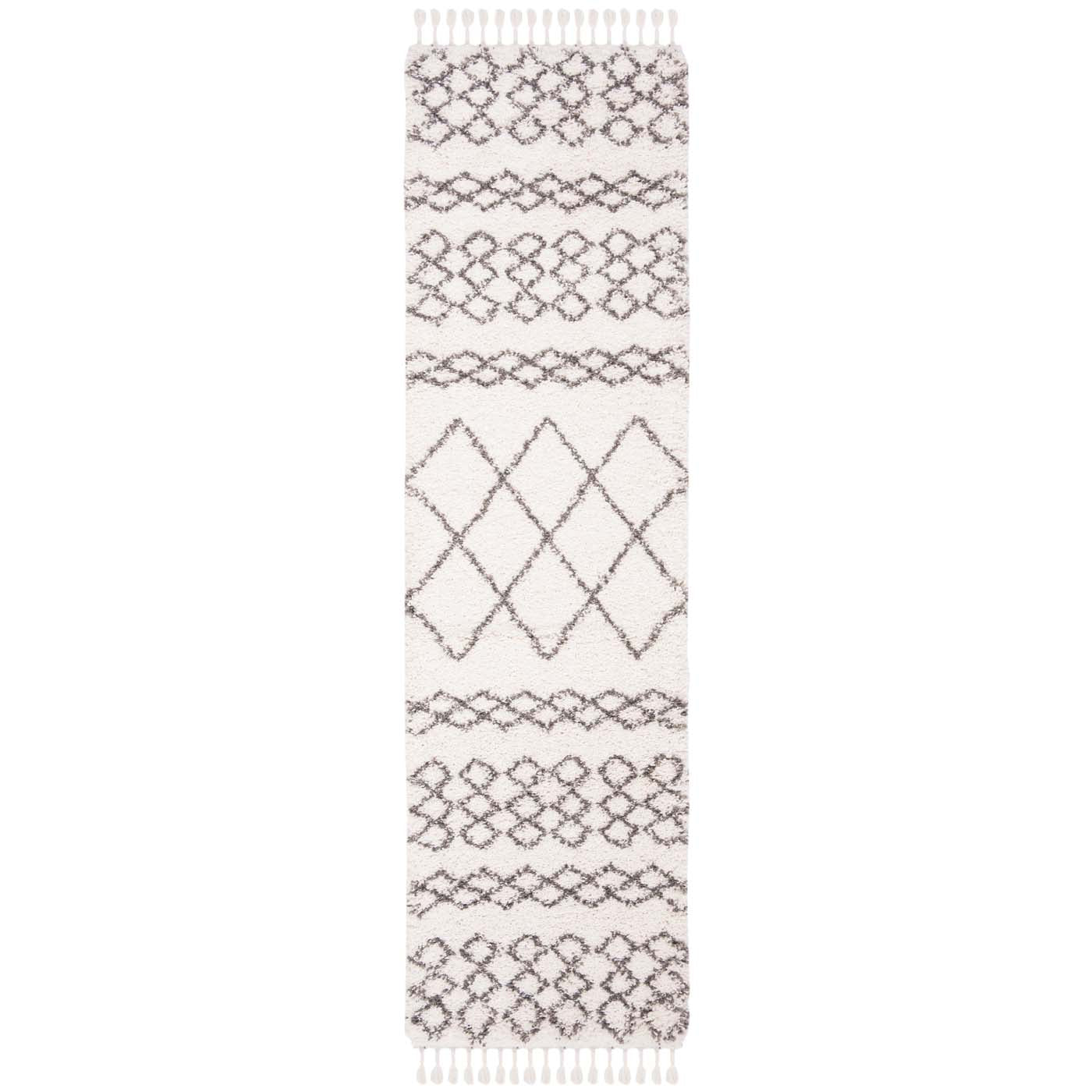 Safavieh Moroccan Fringe Shag 343 Rug, MFG343 - Ivory / Grey