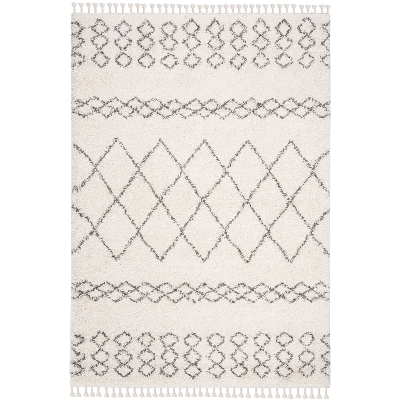 Safavieh Moroccan Fringe Shag 343 Rug, MFG343 - Ivory / Grey