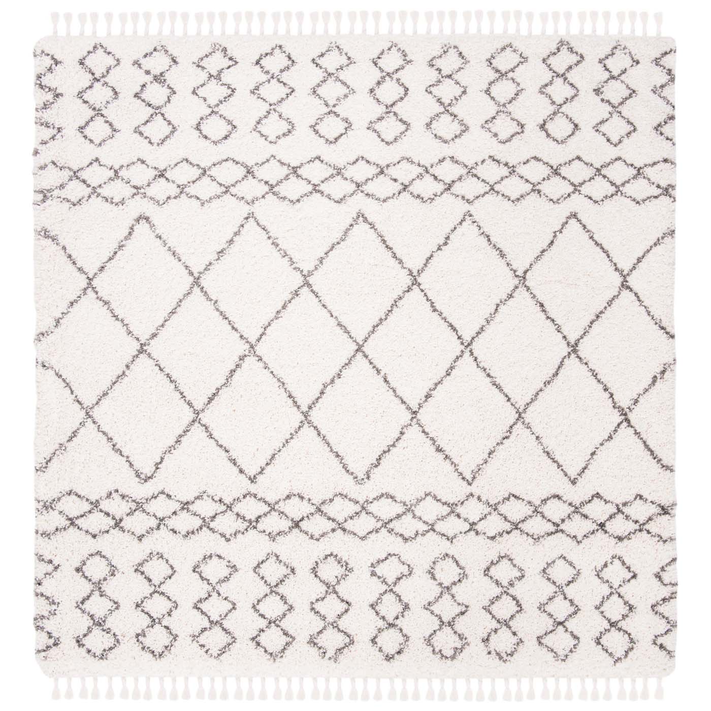 Safavieh Moroccan Fringe Shag 343 Rug, MFG343 - Ivory / Grey