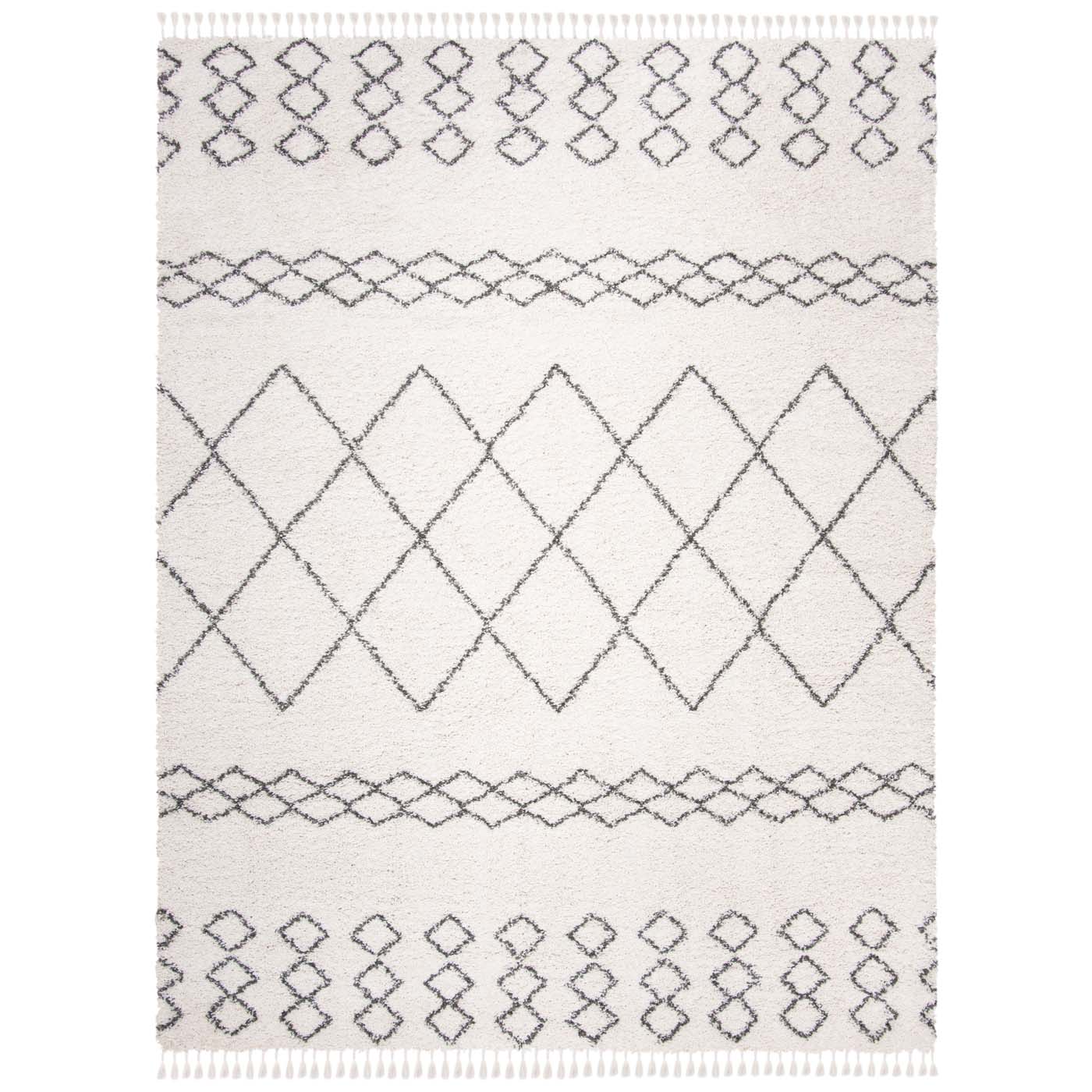 Safavieh Moroccan Fringe Shag 343 Rug, MFG343 - Ivory / Grey