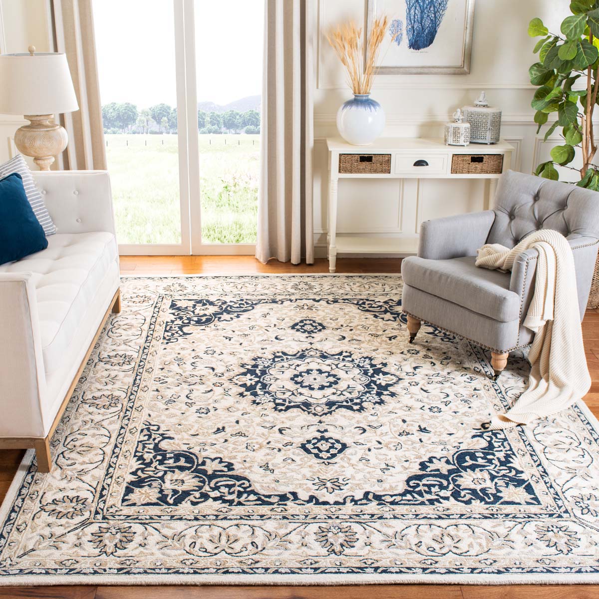 Safavieh Micro-Loop 508 Rug, MLP508 - Ivory / Navy