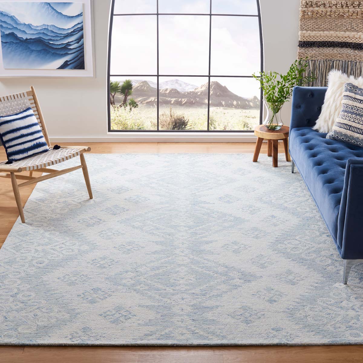 Safavieh Micro-Loop 951 Rug, MLP951 - Ivory / Blue