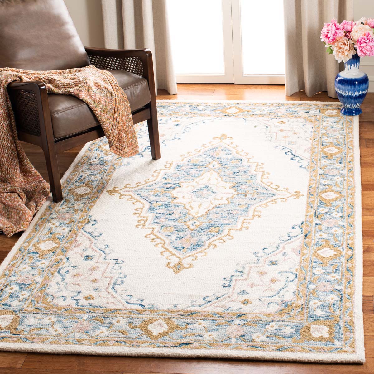 Safavieh Micro-Loop 953 Rug, MLP953 - Ivory / Blue