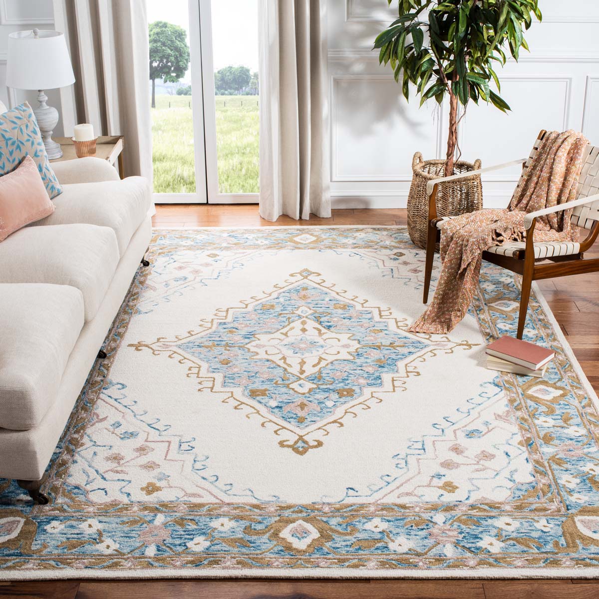 Safavieh Micro-Loop 953 Rug, MLP953 - Ivory / Blue