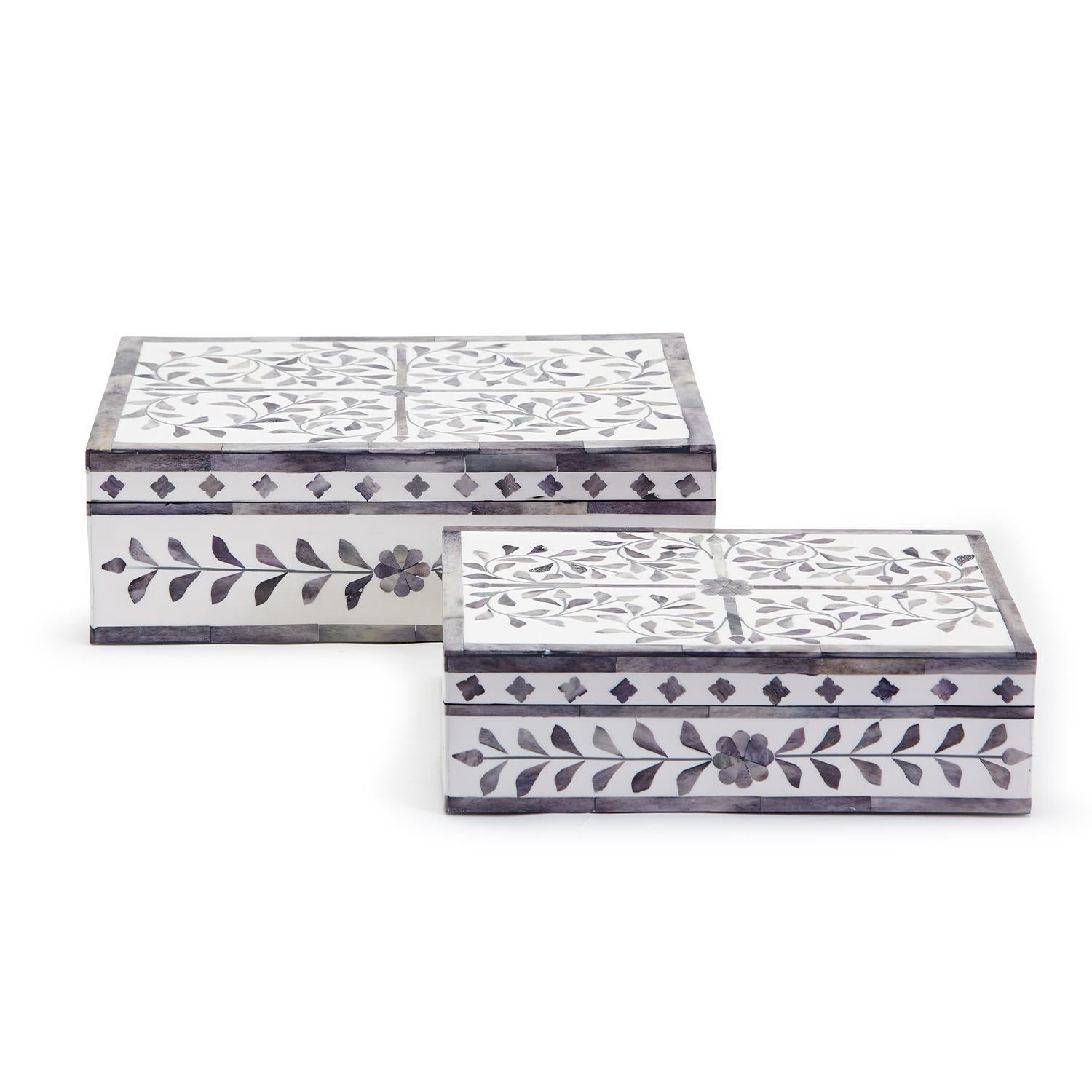 Two's Company Jaipur Palace S/2 Gray/Wht Cover Box