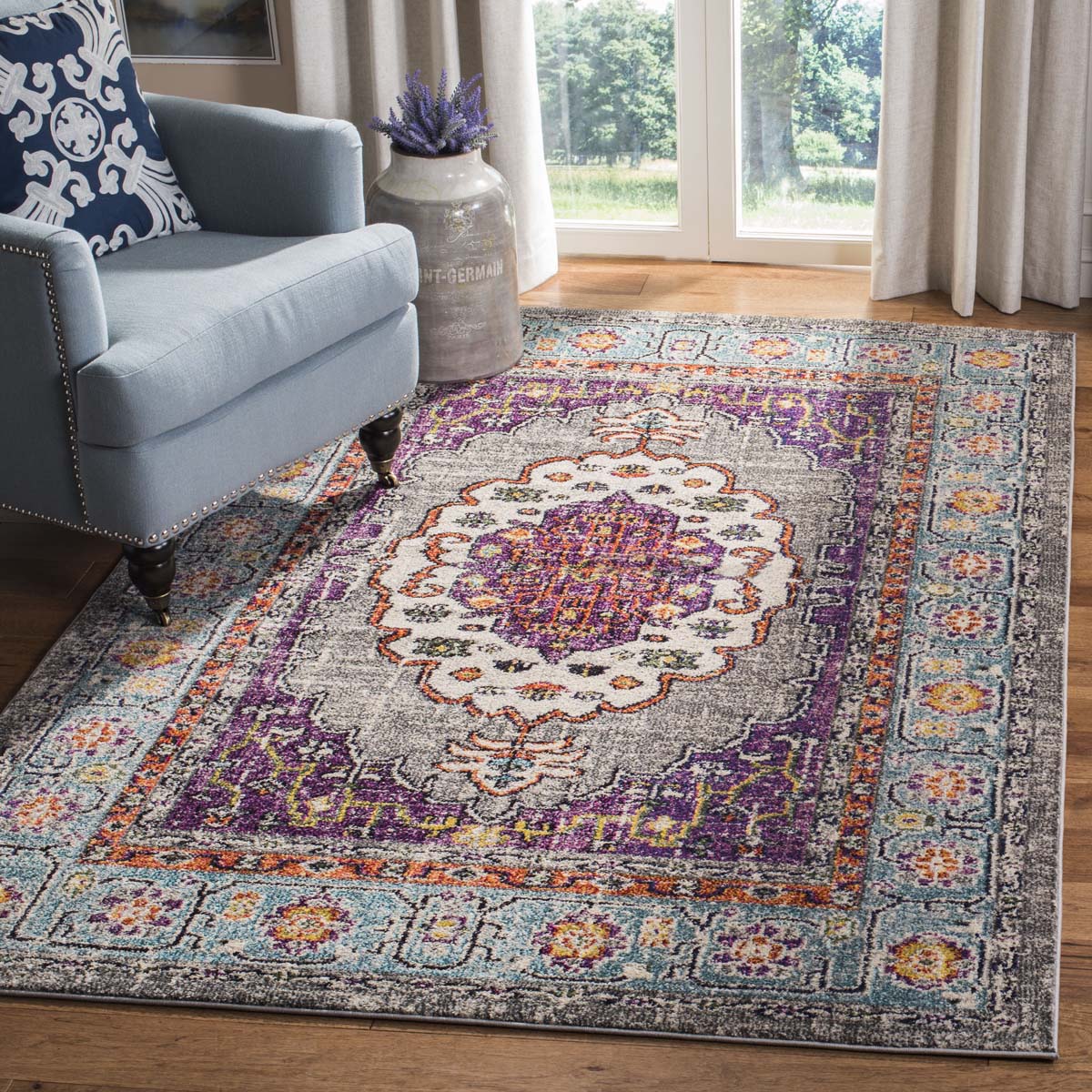 Safavieh Monaco 246 Rug, MNC246 - VIOLET / LIGHT BLUE