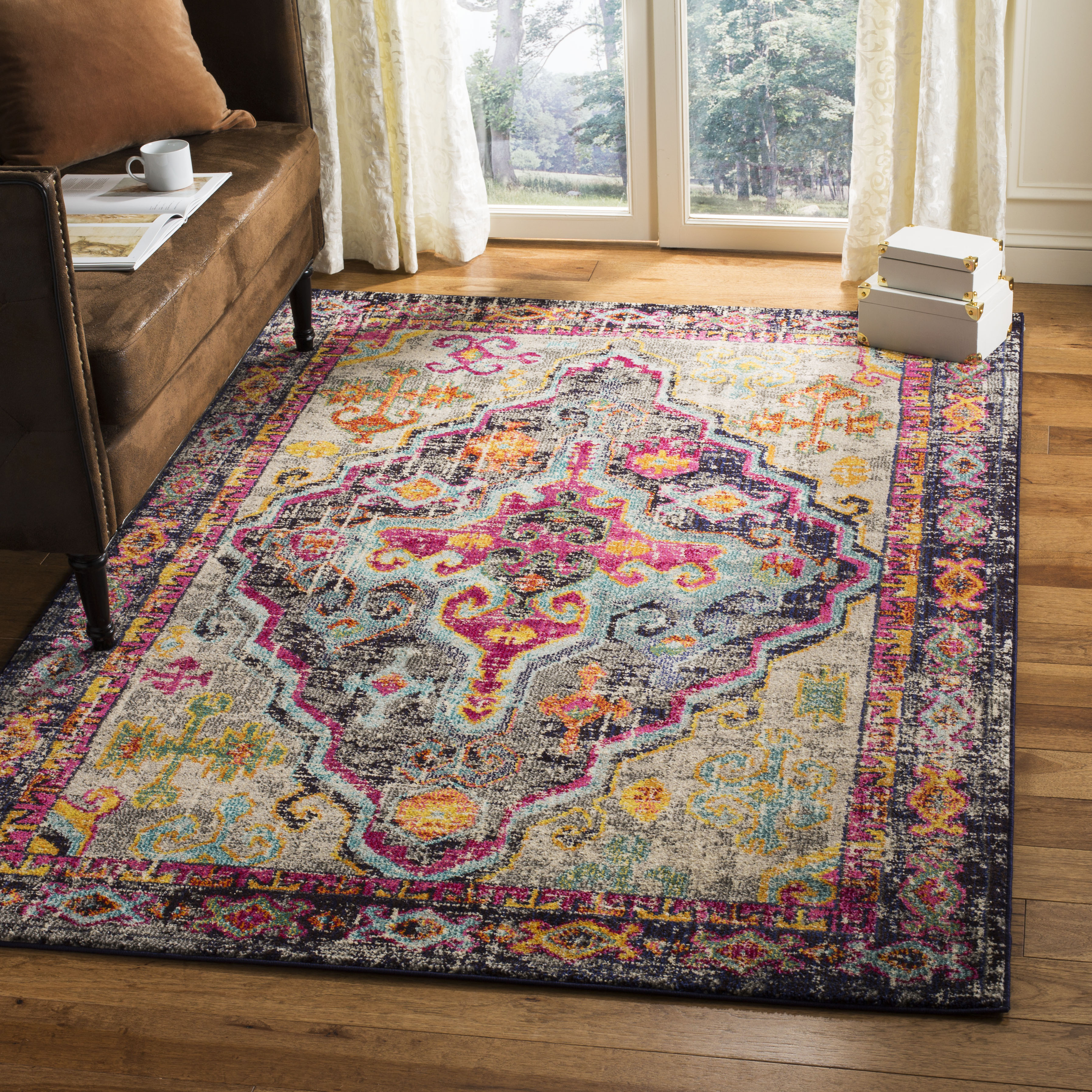 Safavieh Monaco 247 Rug, MNC247 - GREY / FUCHSIA