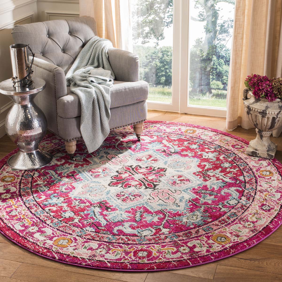 Safavieh Monaco 250 Rug, MNC250 - FUCHSIA / LIGHT BLUE