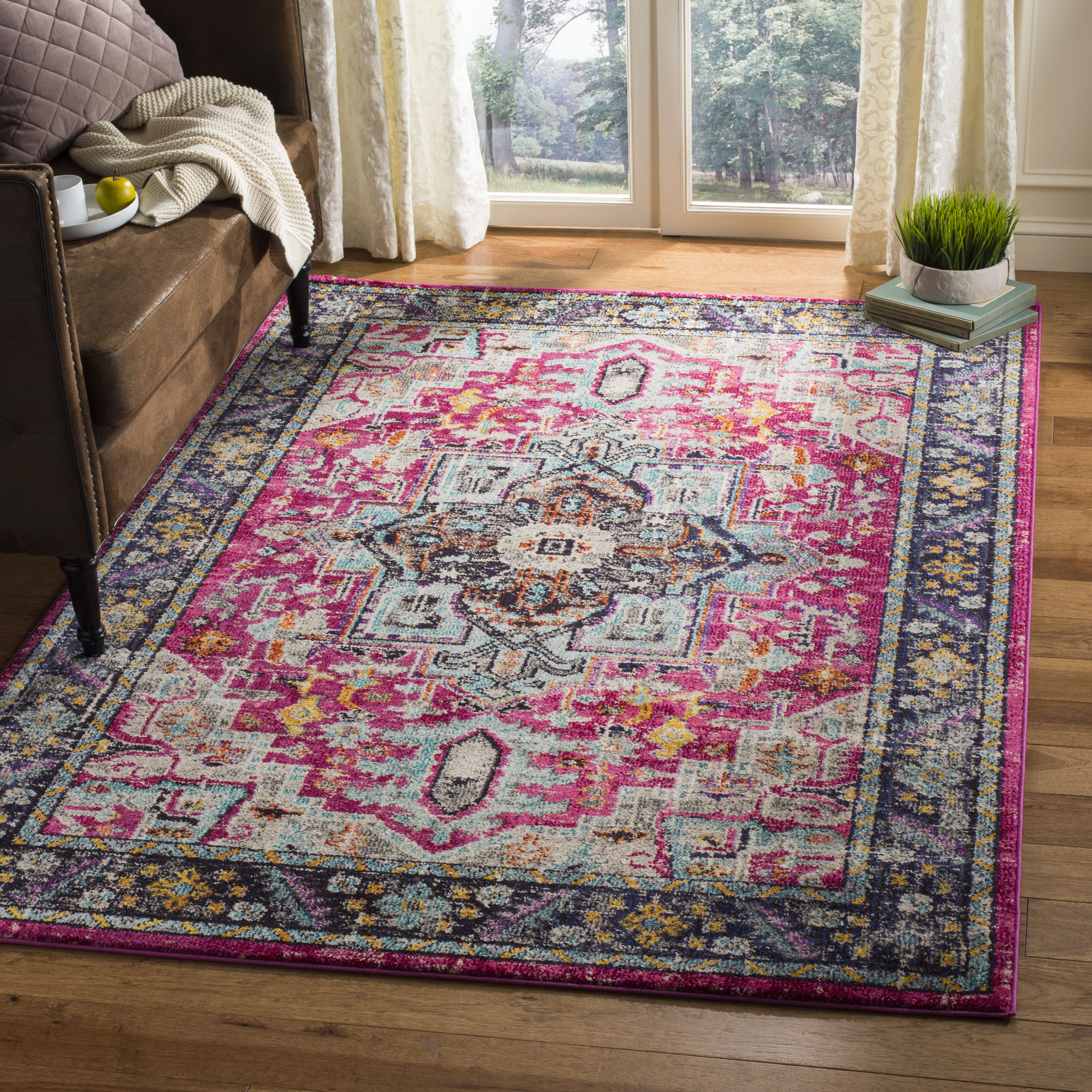 Safavieh Monaco 253 Rug, MNC253 - FUCHSIA / GREY