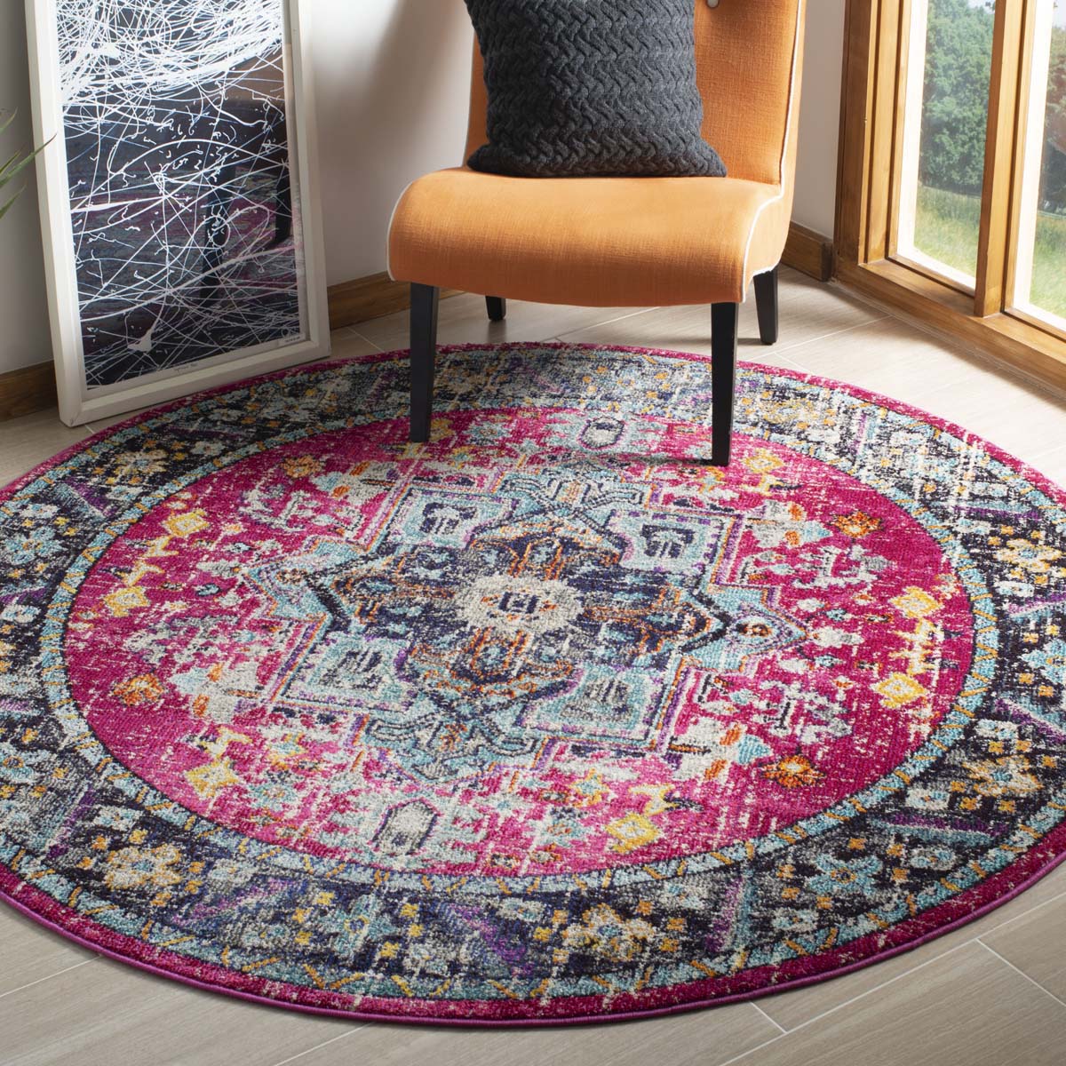Safavieh Monaco 253 Rug, MNC253 - FUCHSIA / GREY