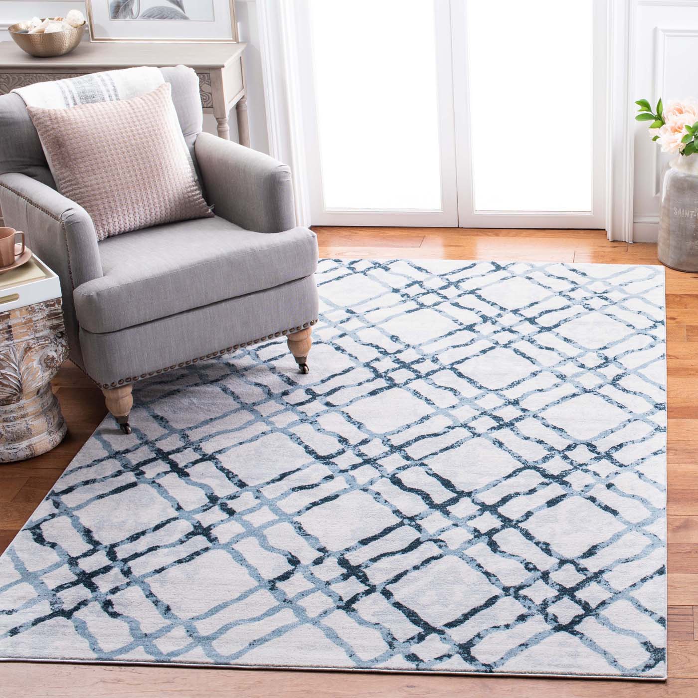 Martha Stewart 0957 Rug, MSR0957 - Ivory / Turquoise
