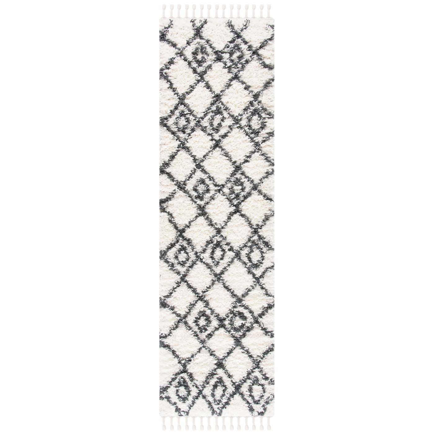 Safavieh Moroccan Tassel Shag 335 Rug, MTS335 - Ivory / Dark Grey
