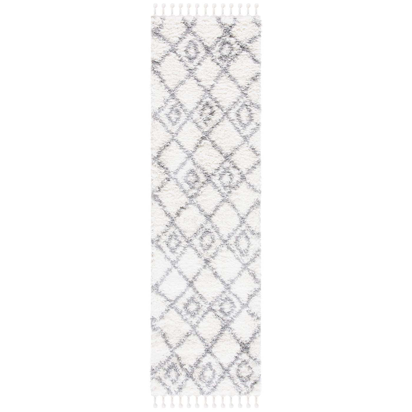 Safavieh Moroccan Tassel Shag 335 Rug, MTS335 - Ivory / Light Grey