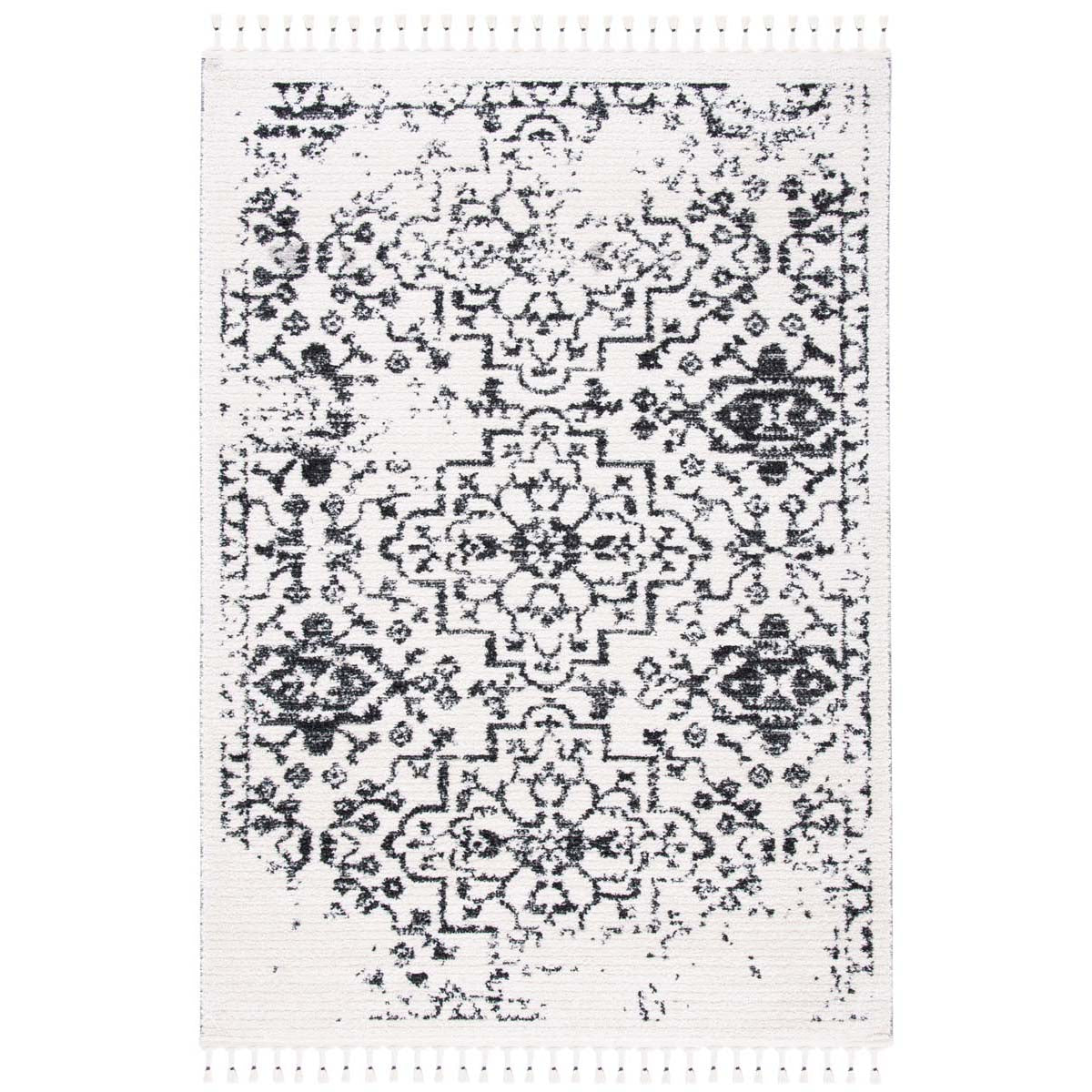 Safavieh Moroccan Tassel Shag 413 Rug, MTS413 - Ivory / Black