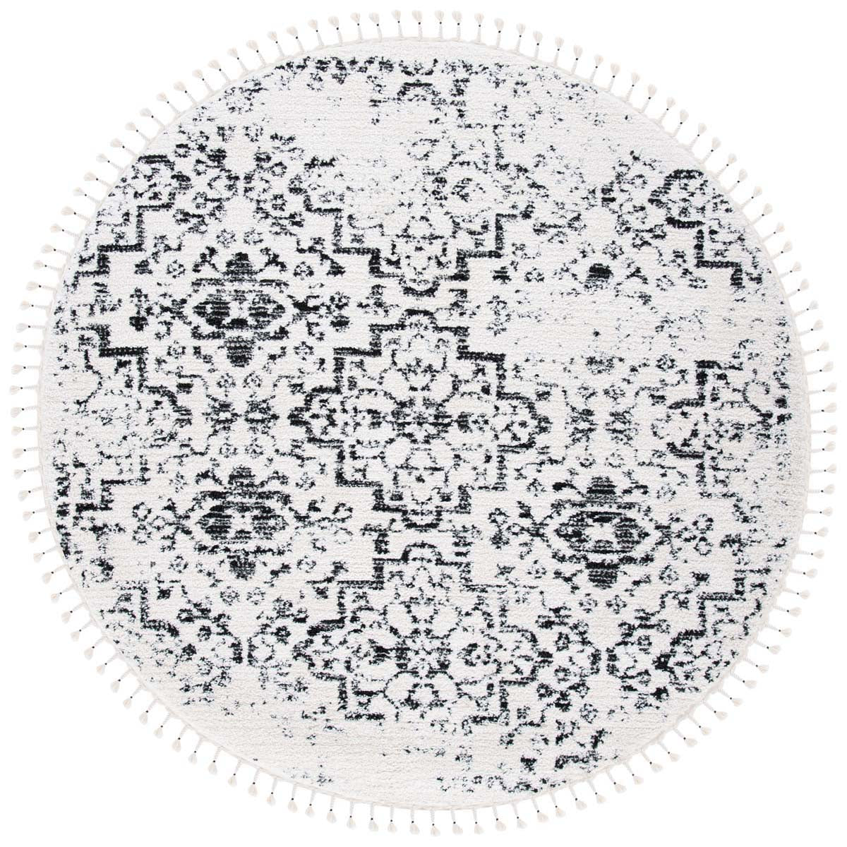 Safavieh Moroccan Tassel Shag 413 Rug, MTS413 - Ivory / Black