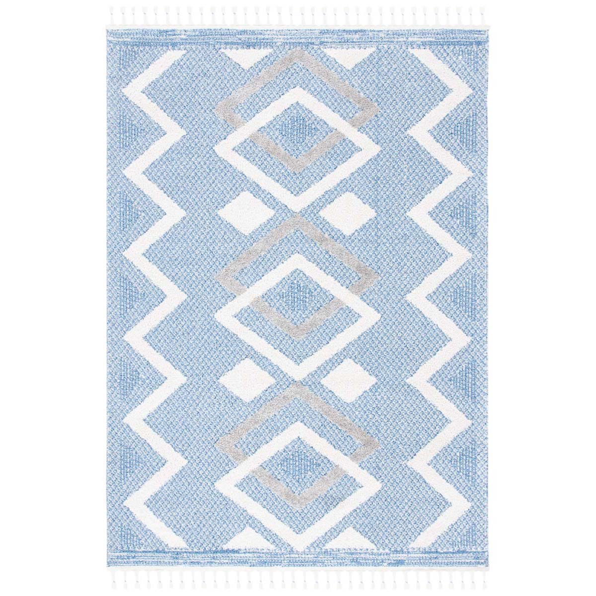 Safavieh Moroccan Tassel Shag 452 Rug, MTS452 - Ivory / Light Blue