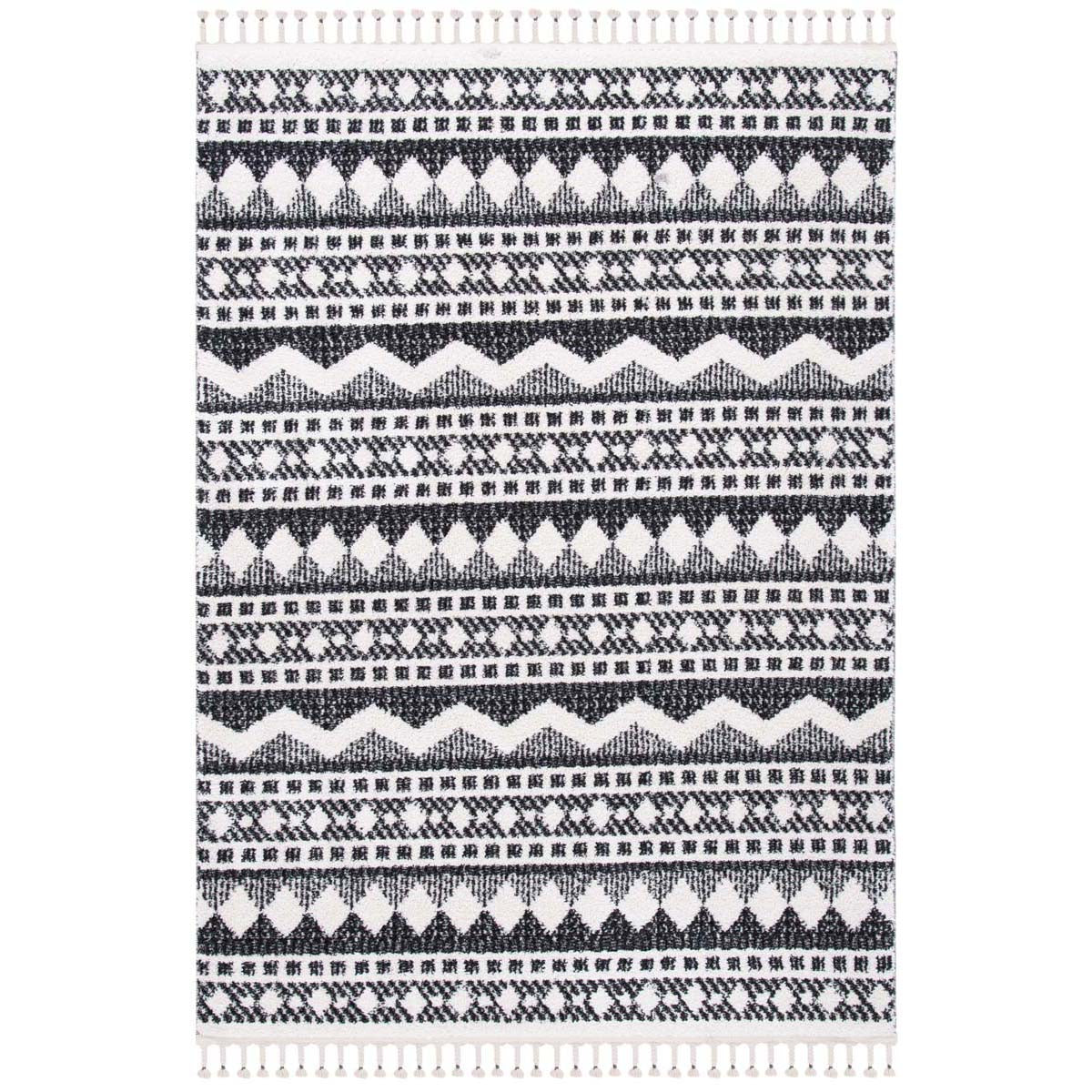 Safavieh Moroccan Tassel Shag 484 Rug, MTS484 - Ivory / Black