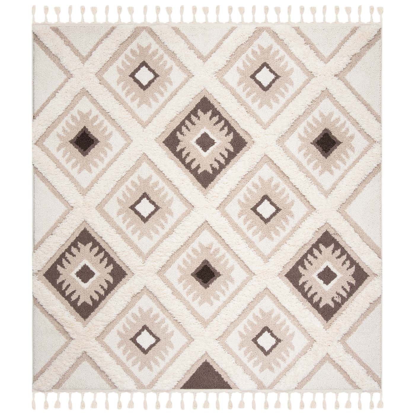 Safavieh Moroccan Tassel Shag 601 Rug, MTS601 - Ivory / Brown