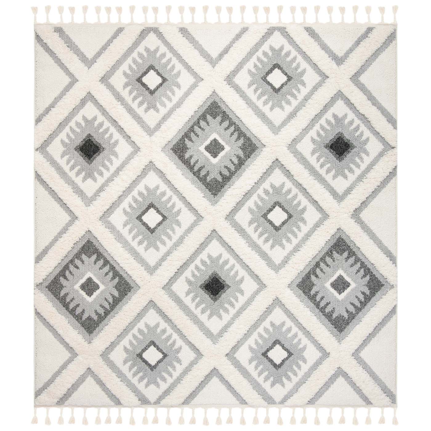 Safavieh Moroccan Tassel Shag 601 Rug, MTS601 - Ivory / Grey