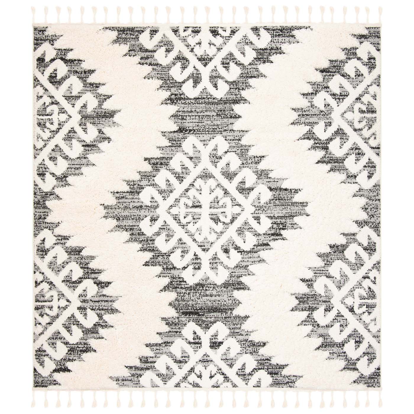 Safavieh Moroccan Tassel Shag 652 Rug, MTS652 - Ivory / Grey