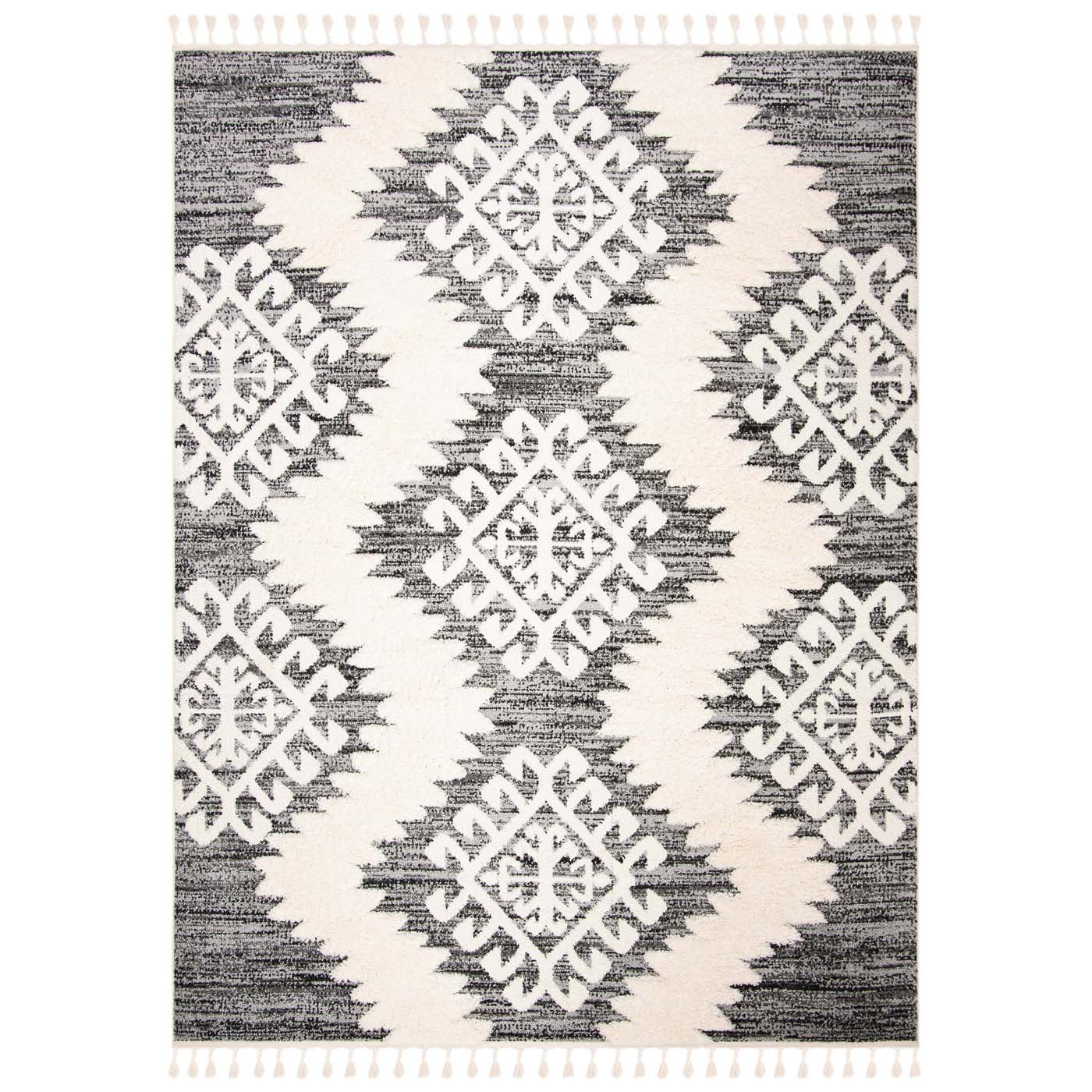 Safavieh Moroccan Tassel Shag 652 Rug, MTS652 - Ivory / Grey