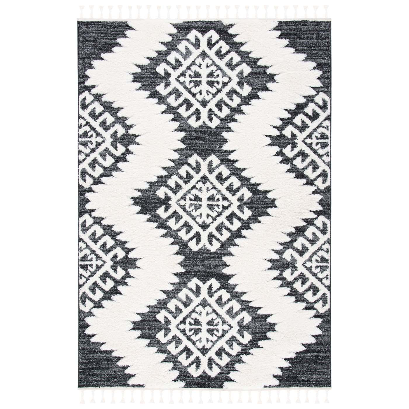 Safavieh Moroccan Tassel Shag 652 Rug, MTS652 - Dark Grey / Ivory