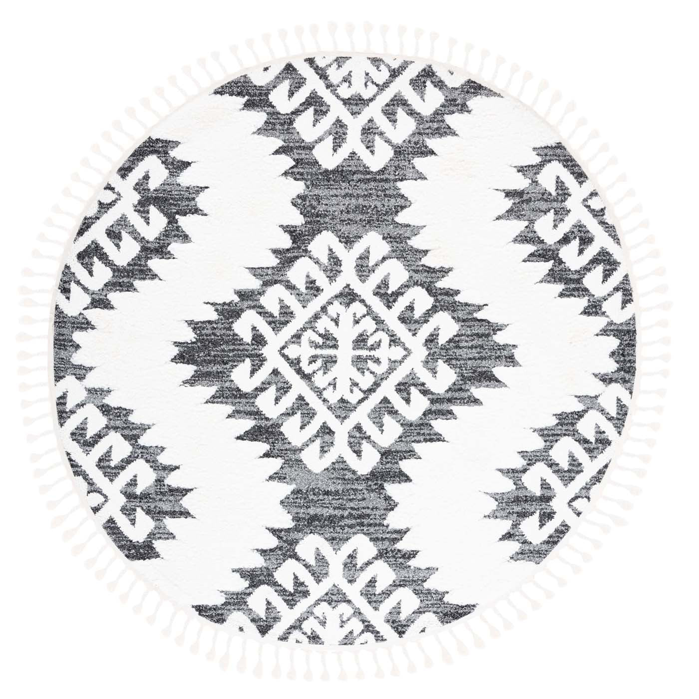 Safavieh Moroccan Tassel Shag 652 Rug, MTS652 - Dark Grey / Ivory