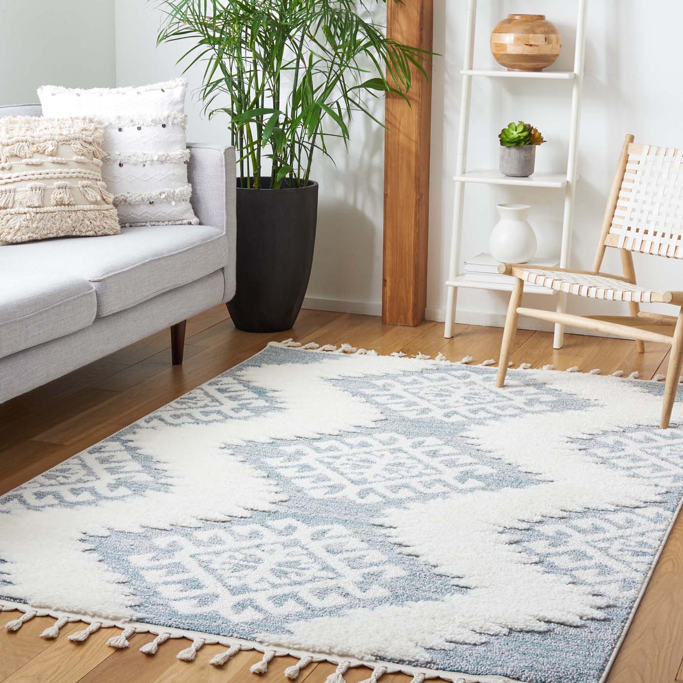 Safavieh Moroccan Tassel Shag 652 Rug, MTS652 - Teal / Ivory