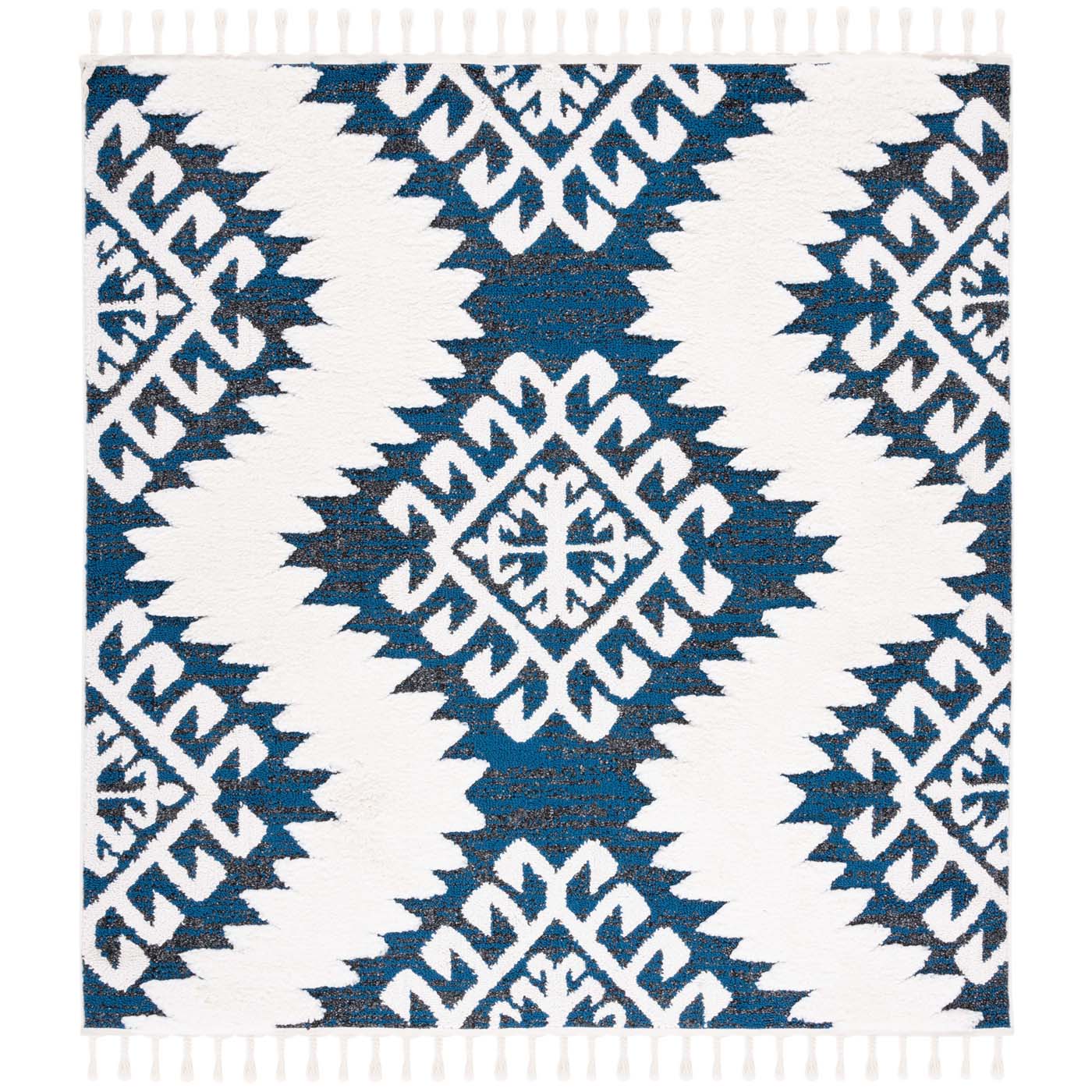 Safavieh Moroccan Tassel Shag 652 Rug, MTS652 - Navy / Ivory