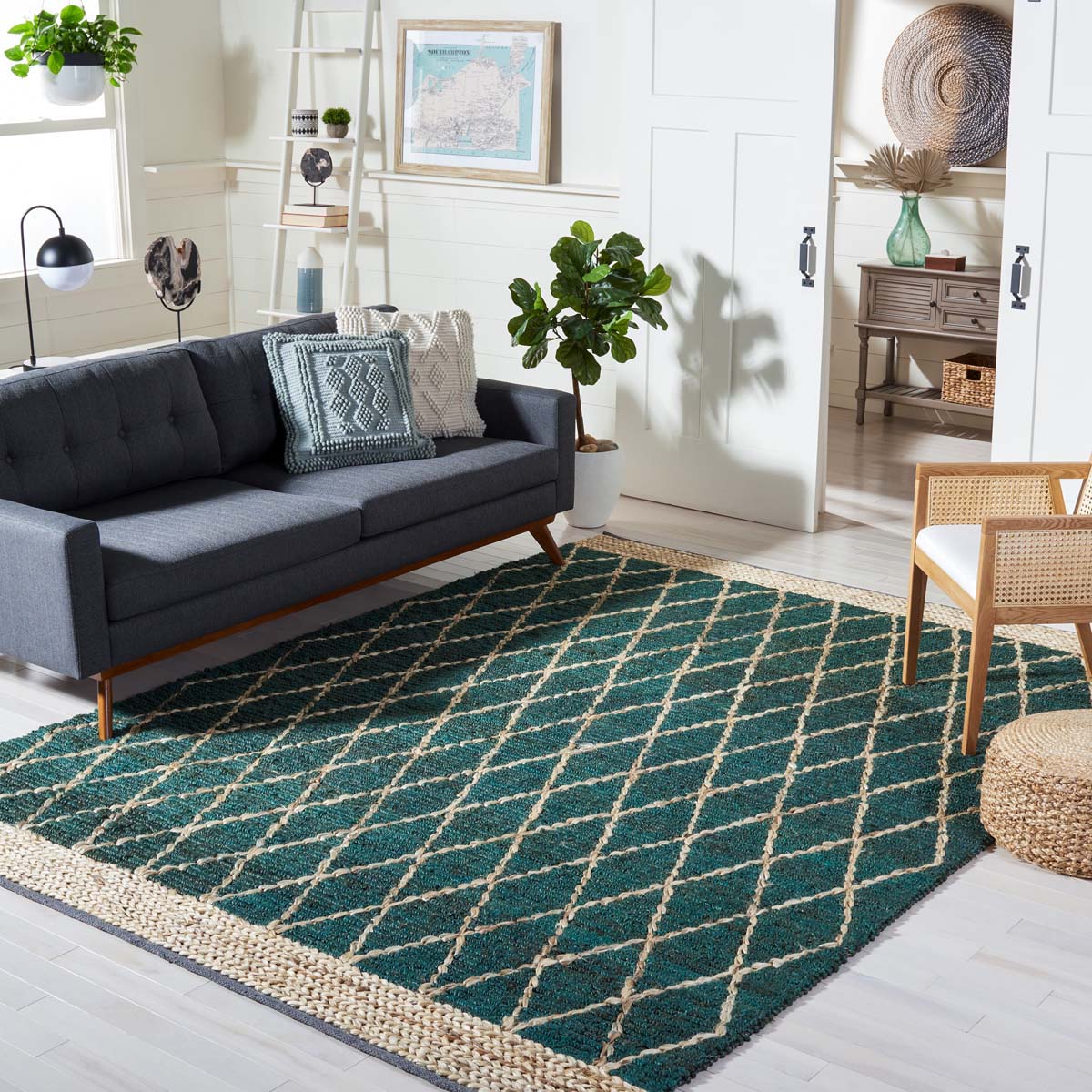 Safavieh Natural Fiber 951 Rug, NF951 - DARK GREEN / NATURAL