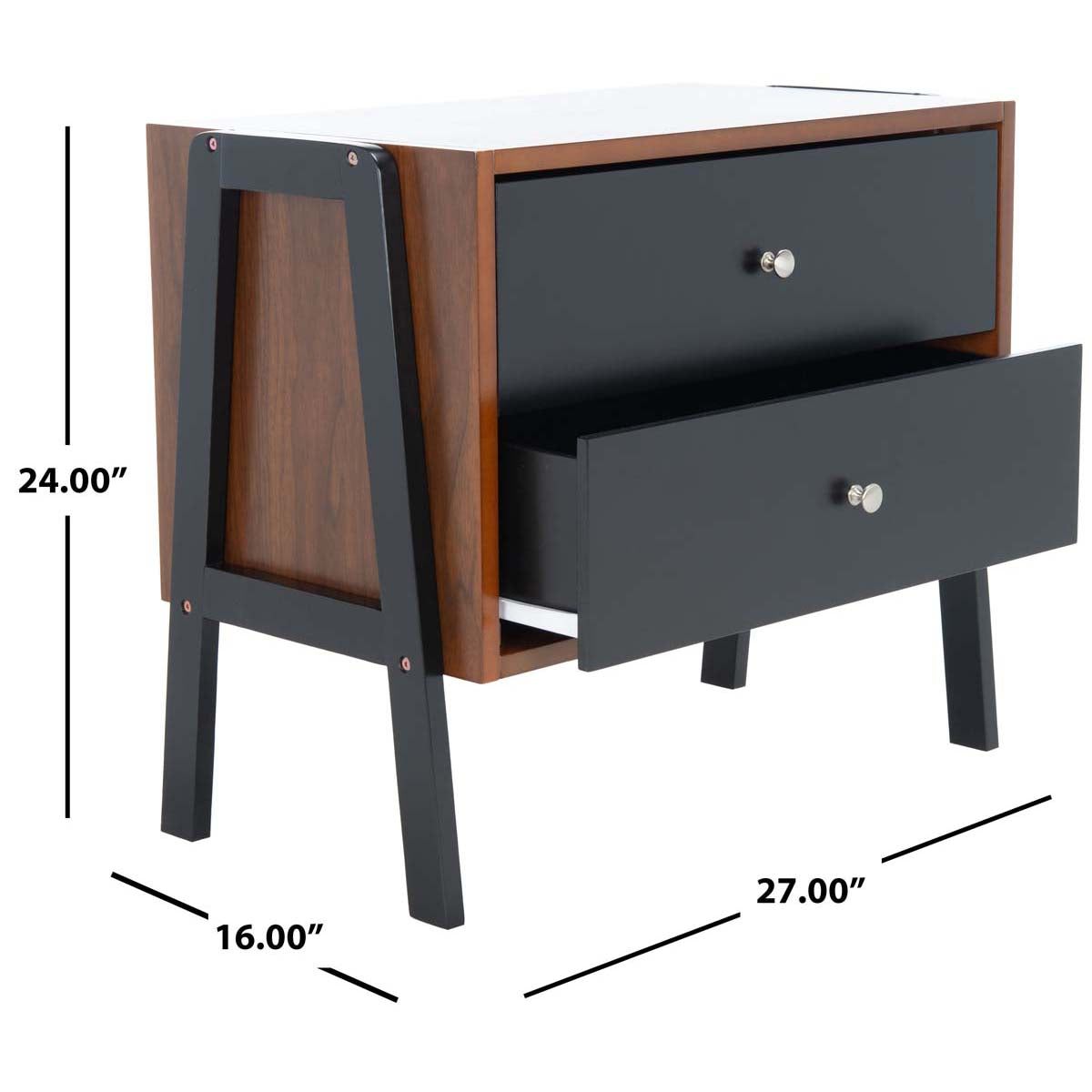 Safavieh Winchester Night Stand  , NST1400 - Walnut / Black