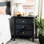 Safavieh Mina Modern Coastal 3 Drawer 25 H Bamboo Nightstand , NST3500 - Navy