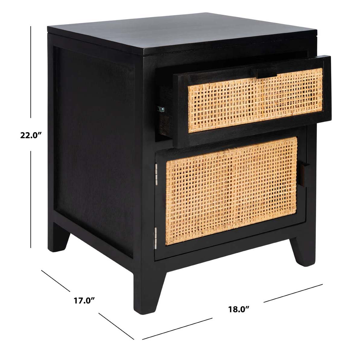 Safavieh Devon 1 Drawer 1 Door Nightstand , NST4002 - Black/Natural