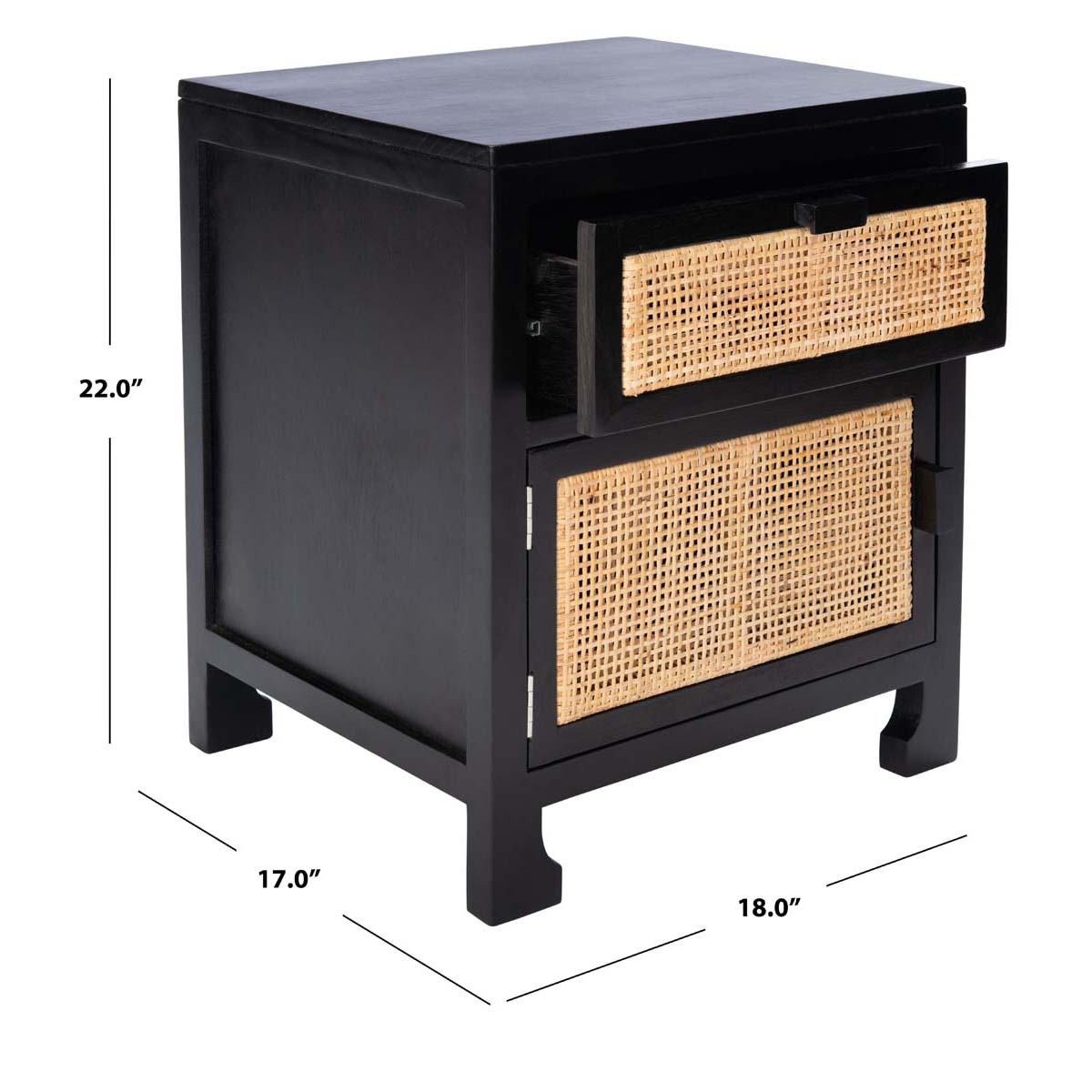 Safavieh Dave 1 Drawer 1 Door Nightstand , NST4003 - Black/Natural