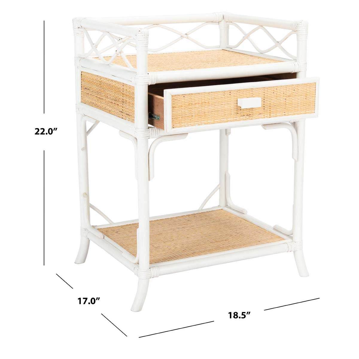 Safavieh Rumi 1 Drawer 1 Shelf Nightstand , NST4004 - White/Natural