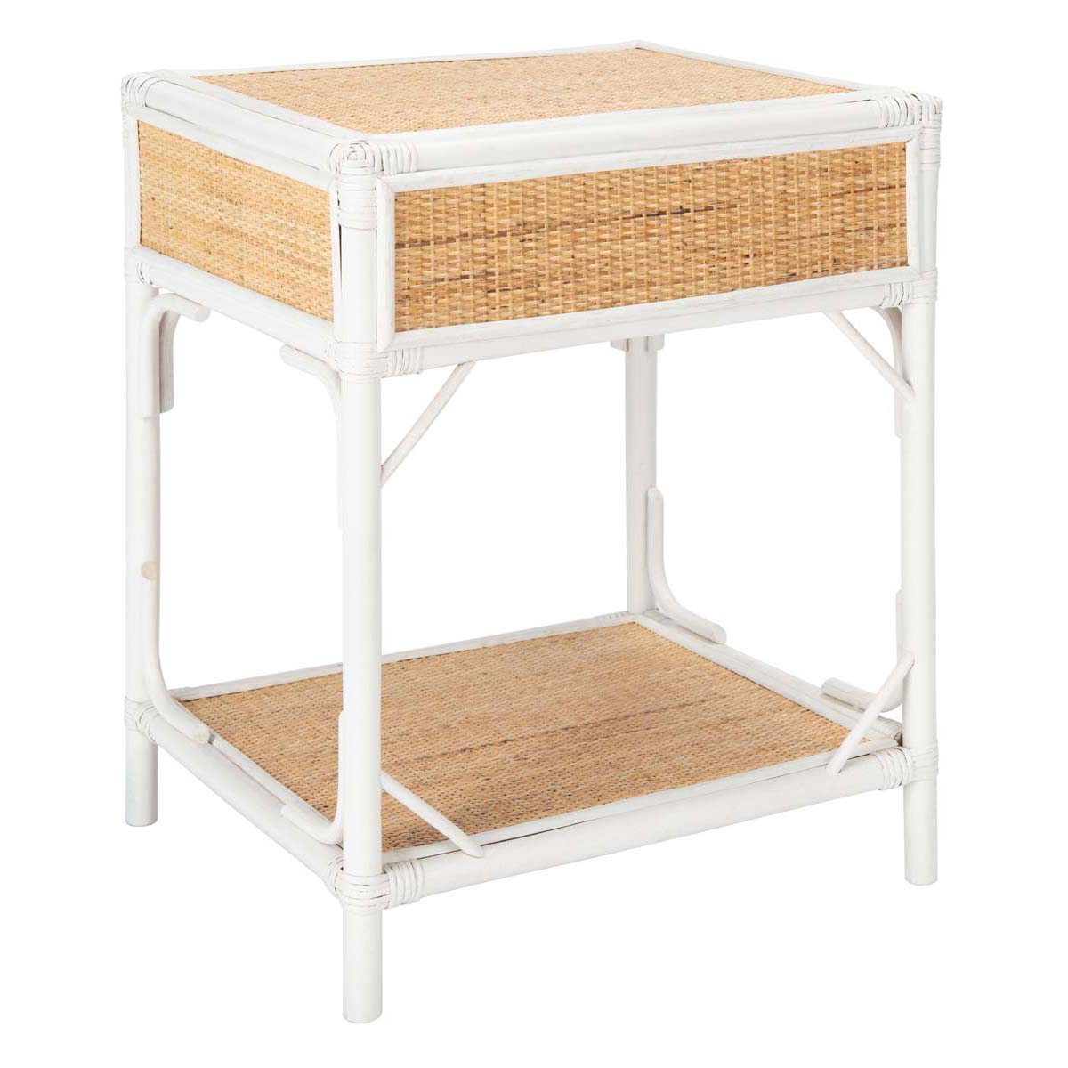 Safavieh Roya 1 Drawer 1 Shelf Nightstand , NST4005 - White/Natural