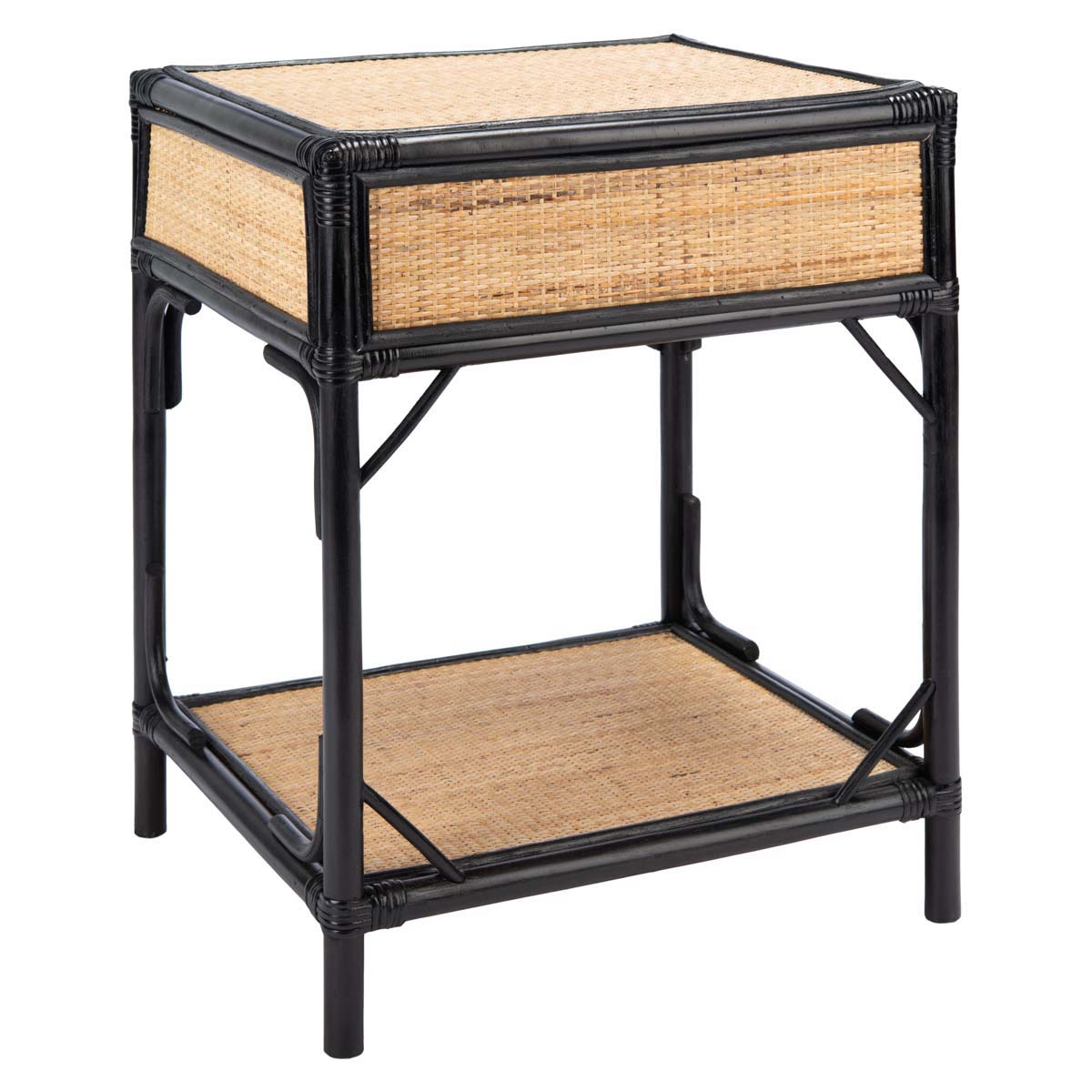 Safavieh Roya 1 Drawer 1 Shelf Nightstand , NST4005 - Black/Natural