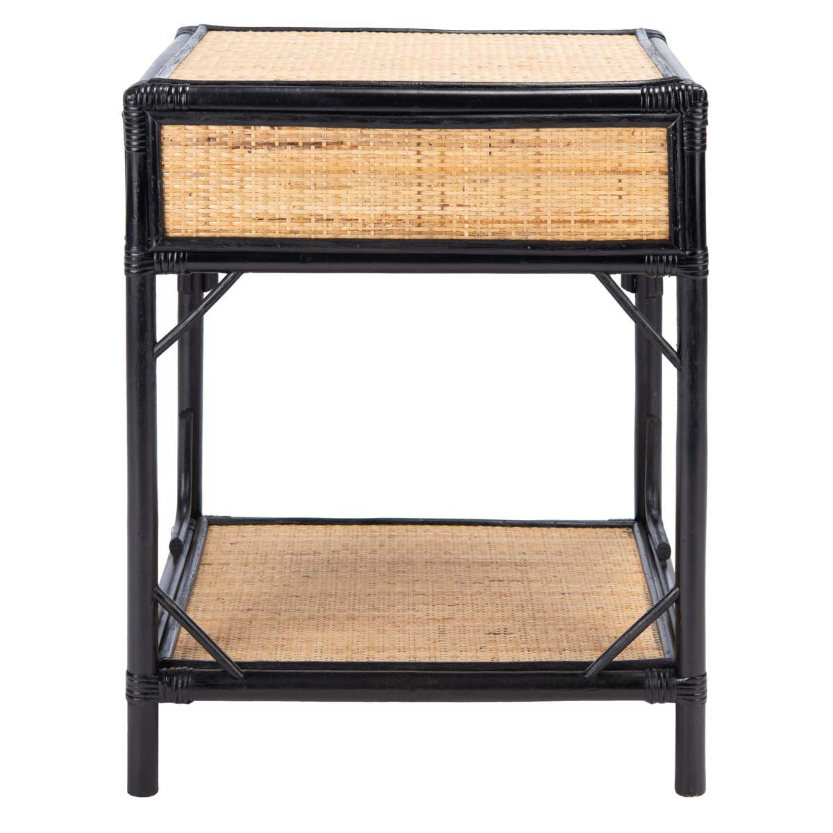 Safavieh Roya 1 Drawer 1 Shelf Nightstand , NST4005 - Black/Natural