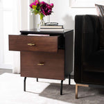 Safavieh Genevieve 2 Drawer Nightstand, NST5002 - Walnut / Black