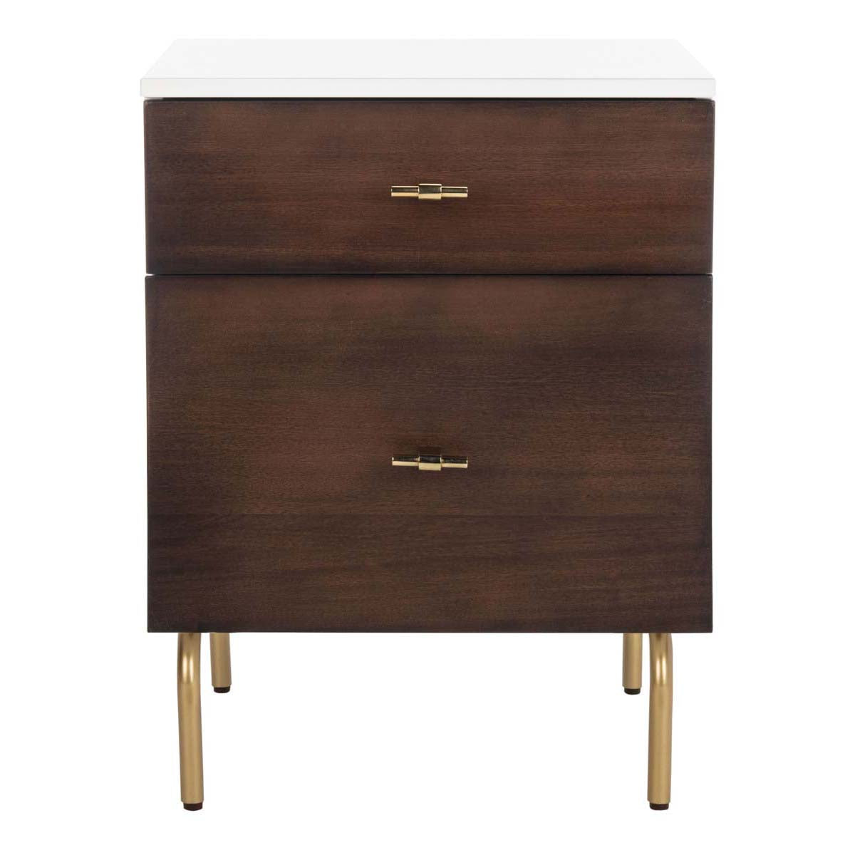Safavieh Genevieve 2 Drawer Nightstand, NST5002 - Walnut / White