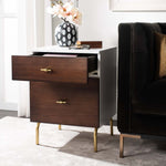 Safavieh Genevieve 2 Drawer Nightstand, NST5002 - Walnut / White