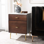 Safavieh Genevieve 2 Drawer Nightstand, NST5002 - Walnut / White