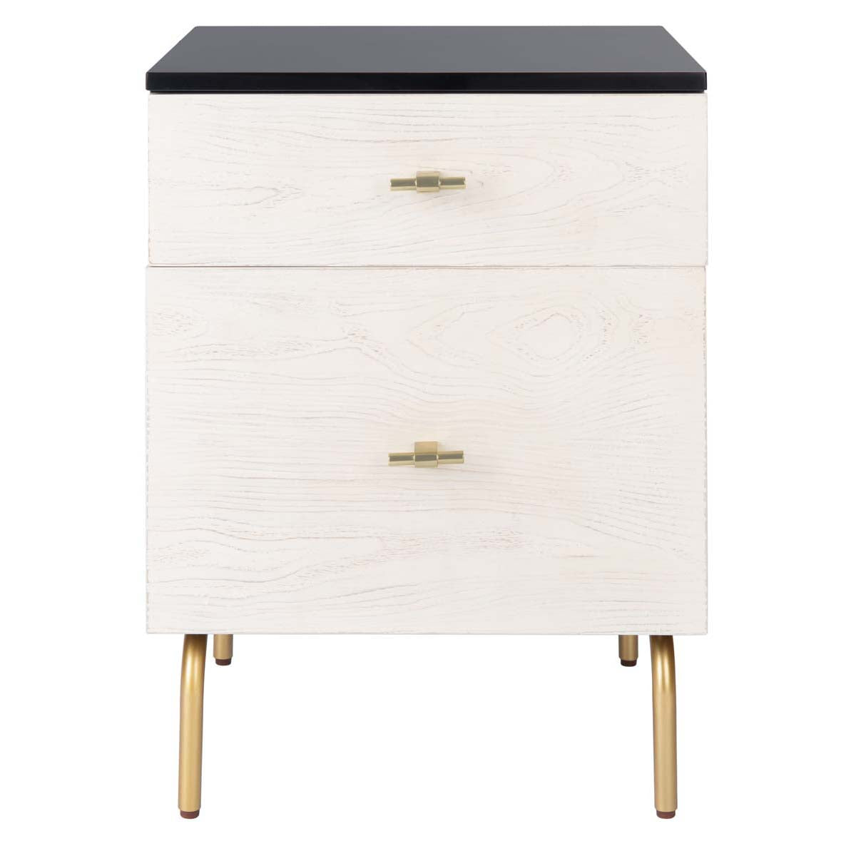Safavieh Genevieve 2 Drawer Nightstand, NST5002 - Black / White Washed