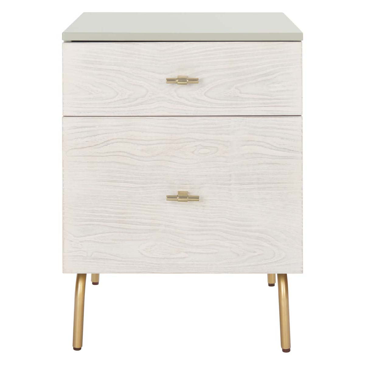 Safavieh Genevieve 2 Drawer Nightstand, NST5002 - Grey / White Washed