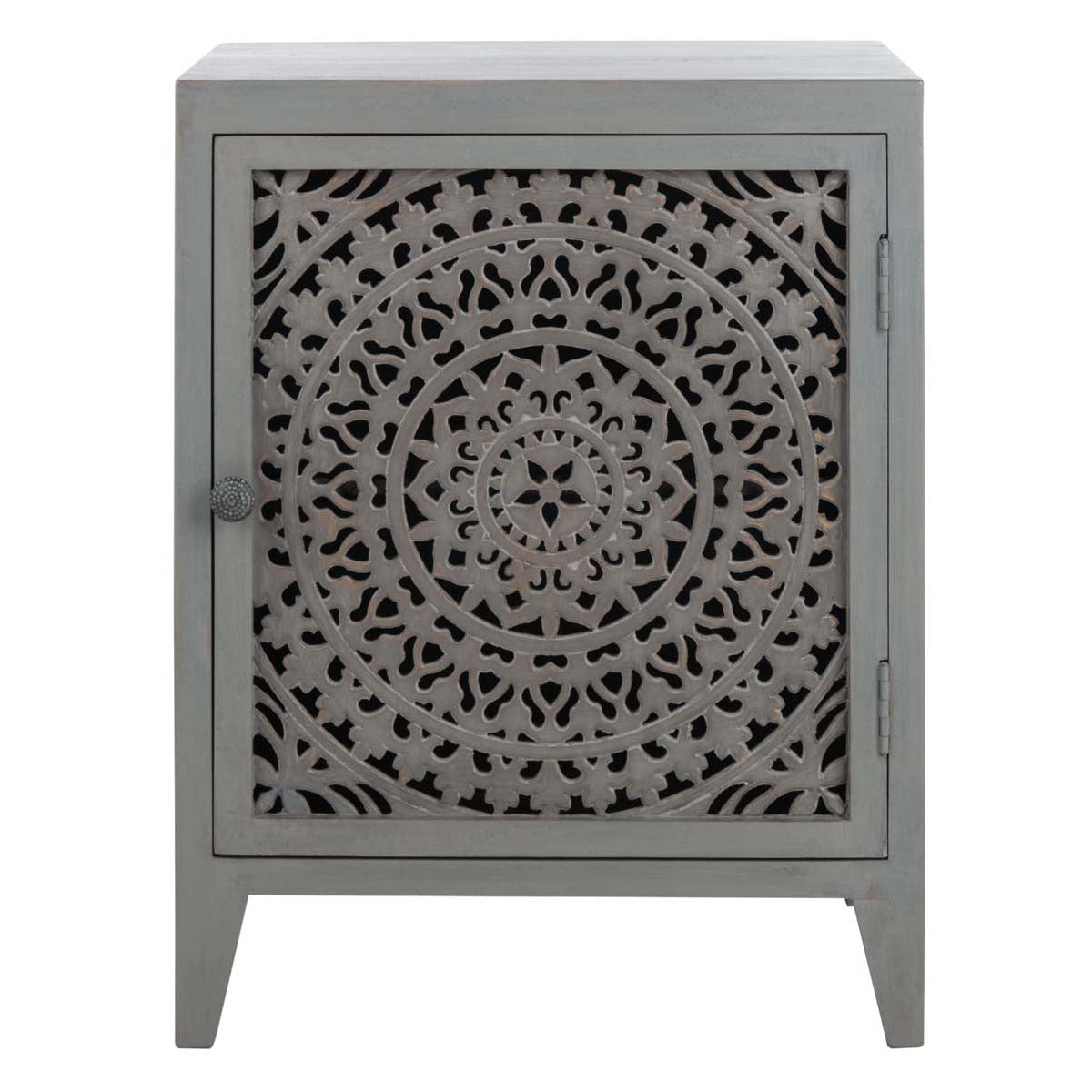 Safavieh Thea 1 Door Carved Nightstand , NST5300 - Grey Walnut