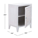 Safavieh Thea 1 Door Carved Nightstand , NST5300 - White Washed